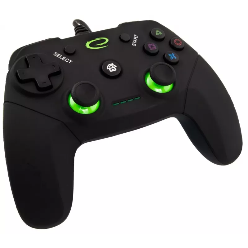 Spēļu kontrolieris ESPERANZA EGG110K vadu USB ar vibrāciju, 12 pogām, 1,5 m kabelis — PC un PS3