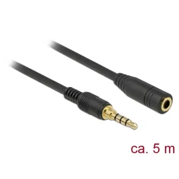 Audio kabelis 3,5 mm vīrietis uz sievieti DeLOCK 85635 5 m Melns