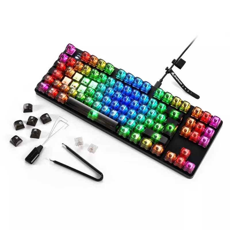 Mehāniskā spēļu tastatūra Sharkoon Crystal Shark Black DE ar RGB apgaismojumu