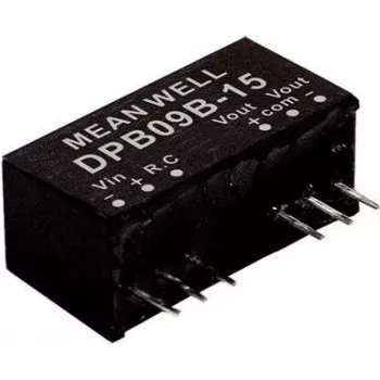 Tīkla adapteris/invertors Mean Well DPB09C-15 — 9 W, 15 V izeja, 36–75 V ieeja