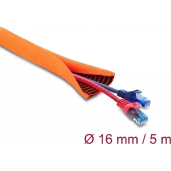 Kabeļu aizsarguzmava pašslēdzoša divslāņu DELOCK 5 m × 16 mm, oranža