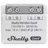Shelly Relay EM Mini Gen4 1-kanāla viedais relejs ar enerģijas mērītāju, Wi‑Fi Matter Zigbee Bluetooth, 8A, 110–240V