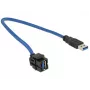 Delock 86375 Keystone modulis ar USB 5 Gbps, A tipa ligzdu (250°) un A tipa spraudni, 0,5 m kabelis