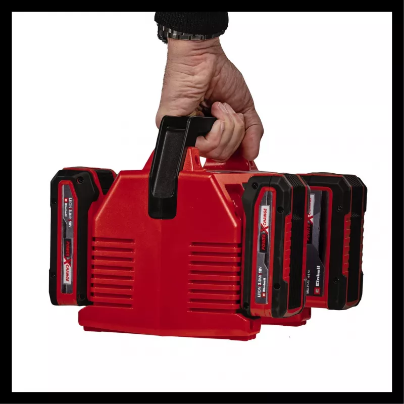 EINHELL Power X-Quattrocharger 4A — universāls Power X-Change lādētājs 4 akumulatoriem