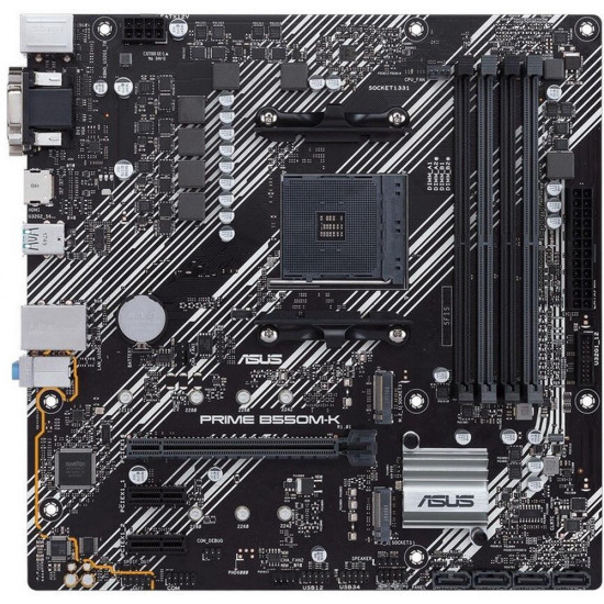 Mainboard|ASUS|AMD B550|SAM4|Micro-ATX|Memory DDR4|Memory slots 2|1xPCI-Express 3.0 1x|1xPCI-Express 3.0 16x|1xPCI-Express 4.0 16x|1xM.2|1xHDMI|1xDisplayPort|1xAudio-In|1xAudio-Out|1xMicrophone|2xUSB 2.0|4xUSB 3.2|1xPS/2|1xRJ45|PRIMEB550M-KARGB