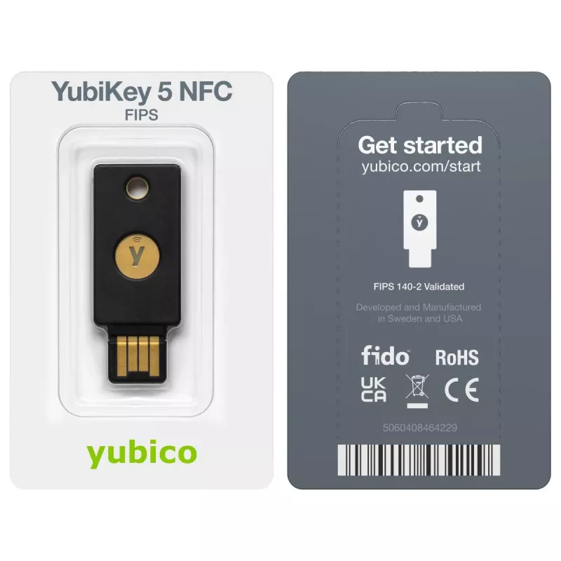Yubico YubiKey 5 NFC FIPS drošības atslēga, USB-A, melna