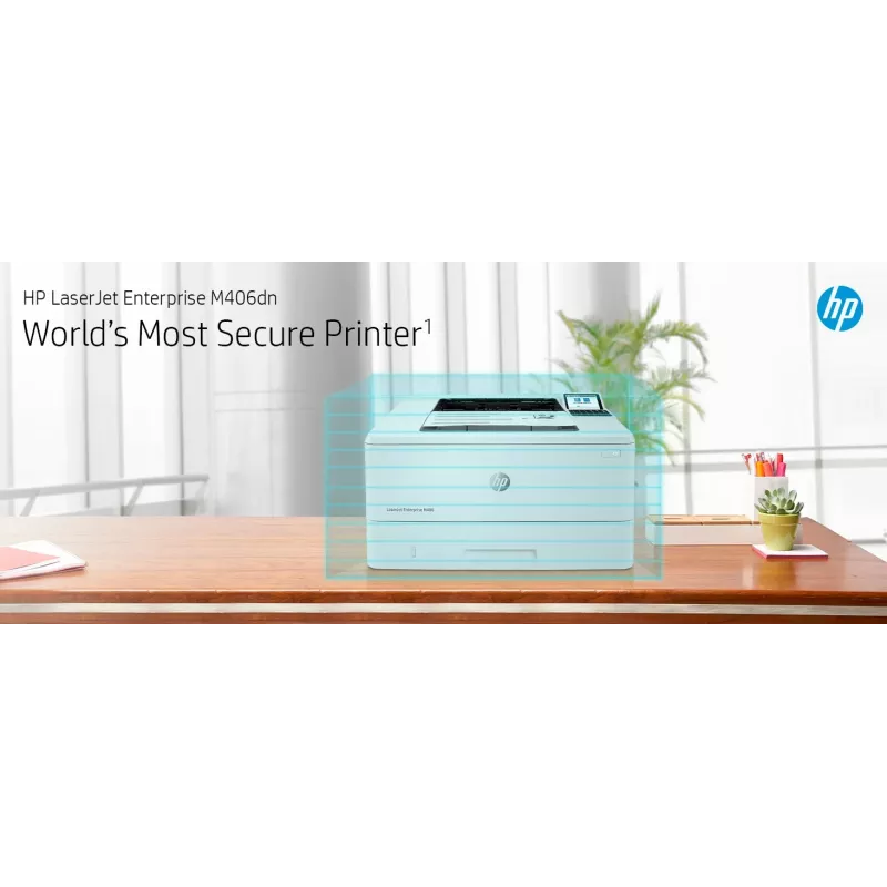 HP LaserJet Enterprise M406dn, lāzerprinteris, 1200 x 1200 DPI, A4, 38 ppm, abpusējā drukāšana, tīkla gatavs