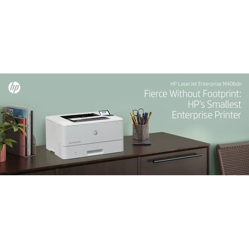 HP LaserJet Enterprise M406dn, lāzerprinteris, 1200 x 1200 DPI, A4, 38 ppm, abpusējā drukāšana, tīkla gatavs