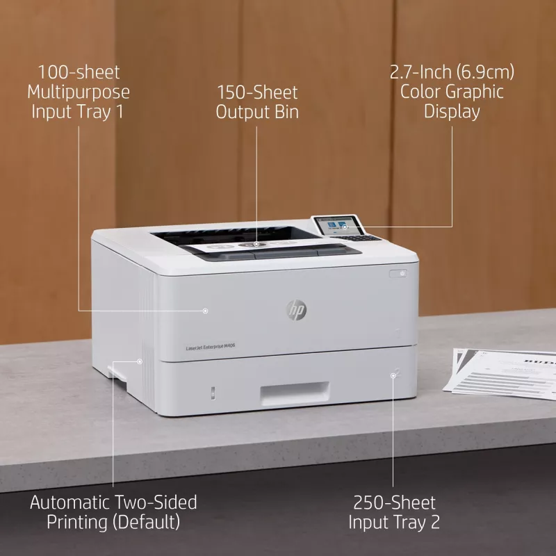 HP LaserJet Enterprise M406dn, lāzerprinteris, 1200 x 1200 DPI, A4, 38 ppm, abpusējā drukāšana, tīkla gatavs