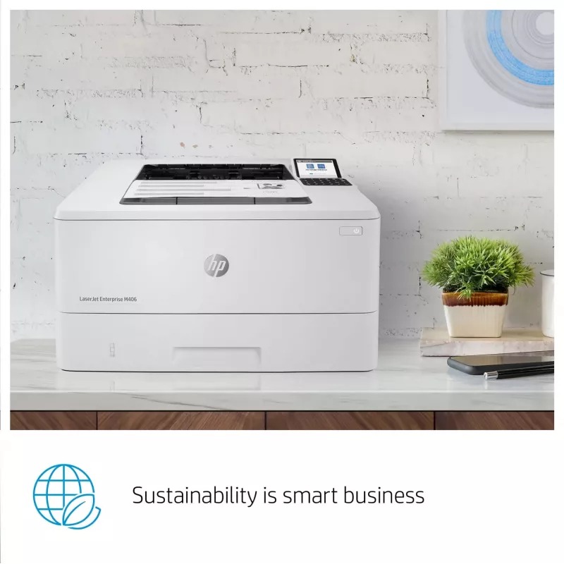 HP LaserJet Enterprise M406dn, lāzerprinteris, 1200 x 1200 DPI, A4, 38 ppm, abpusējā drukāšana, tīkla gatavs