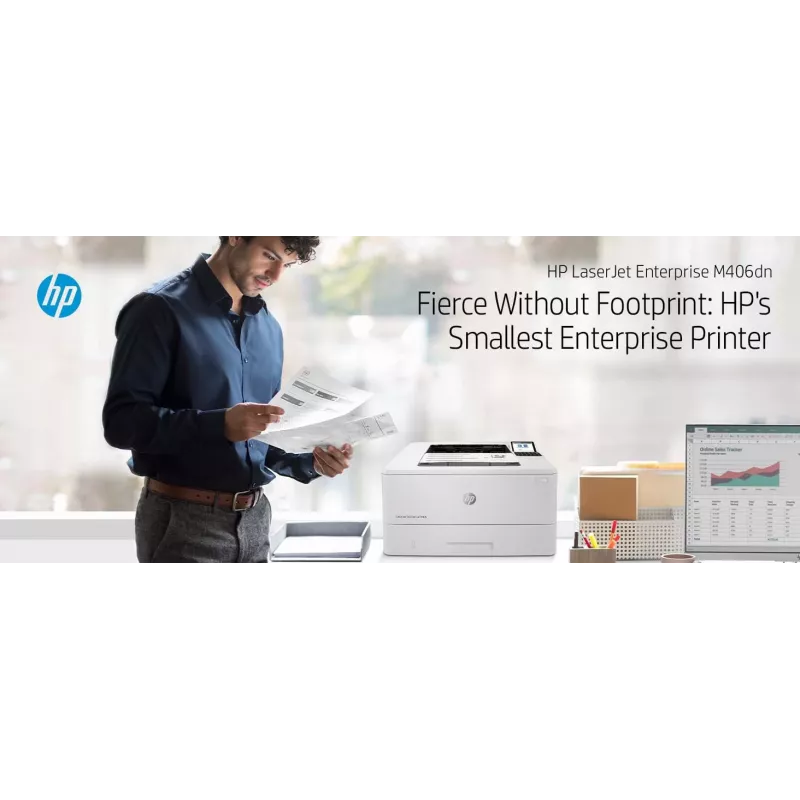 HP LaserJet Enterprise M406dn, lāzerprinteris, 1200 x 1200 DPI, A4, 38 ppm, abpusējā drukāšana, tīkla gatavs
