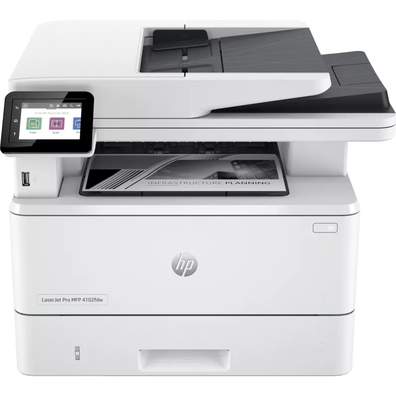 HP LaserJet Pro MFP 4102dw printeris, lāzera, monohromā druka, 1200 x 1200 DPI, A4, tiešā druka, balts