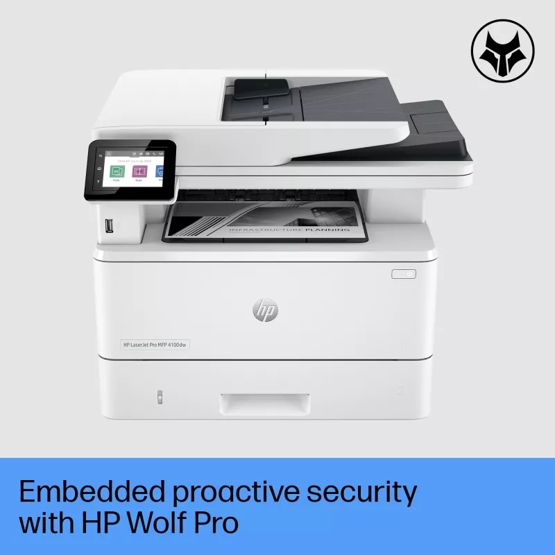 HP LaserJet Pro MFP 4102dw printeris, lāzera, monohromā druka, 1200 x 1200 DPI, A4, tiešā druka, balts