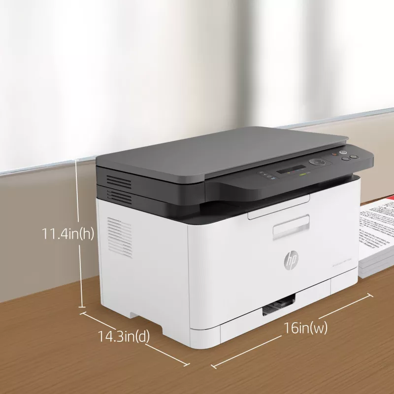 HP Color Laser MFP 178nw — krāsu lāzerprinteris, A4, 18 ppm (M/B), Wi‑Fi, Ethernet, divpusējā skenēšana