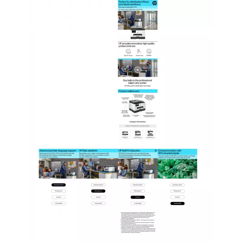 HP OfficeJet Pro 9130b Bezvadu Daudzfunkciju Krāsu Printeris, Divpusējā drukāšana, Kopētājs, Skeneris