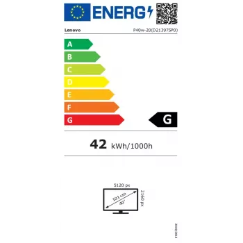 Lenovo ThinkVision P40w-20 datora monitors 100.8 cm (39.7 collas) 5120 x 2160 pikseļi 5K Ultra HD LED Melns