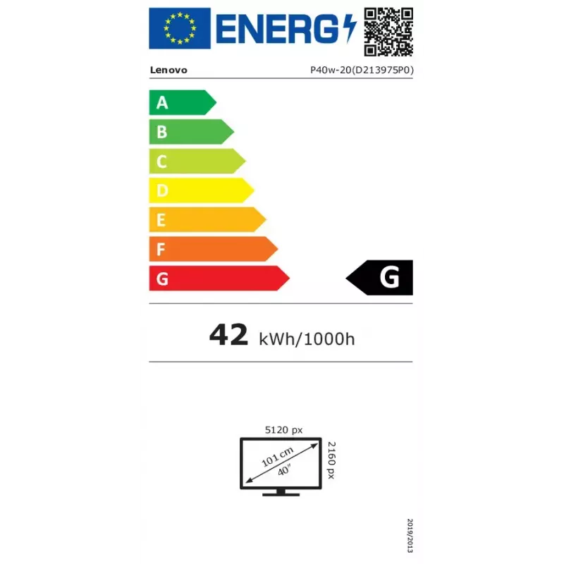 Lenovo ThinkVision P40w-20 datora monitors 100.8 cm (39.7 collas) 5120 x 2160 pikseļi 5K Ultra HD LED Melns