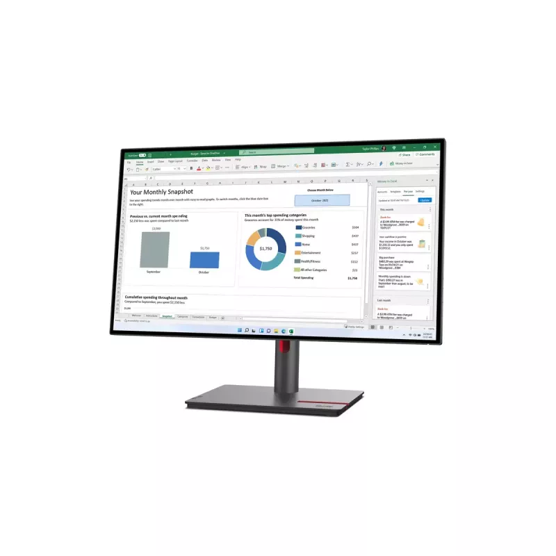 Lenovo ThinkVision P27h-30 27 collu Quad HD LCD monitors melnā krāsā