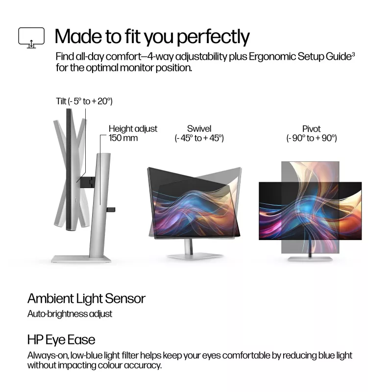 HP Series 7 Pro 27 collu QHD monitors - 727pq, 68.6 cm (27 inch), 2560 x 1440 pikseļi, Quad HD, LCD, 5 ms, Melns