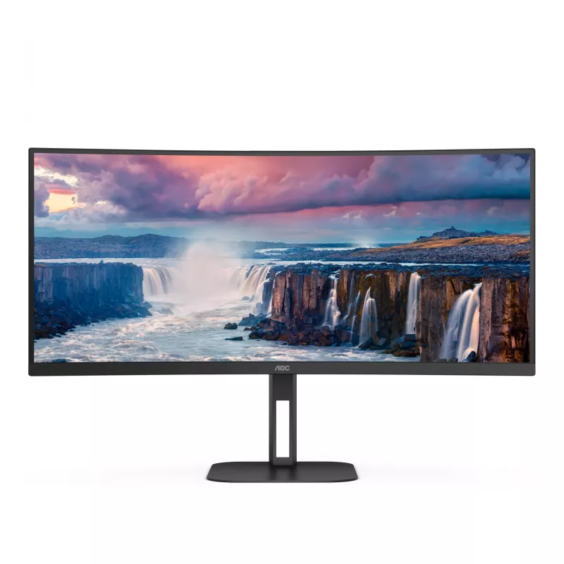 AOC CU34V5C/BK 34 collu izliekts monitors, WQHD 3440x1440, USB-C ar PD65W