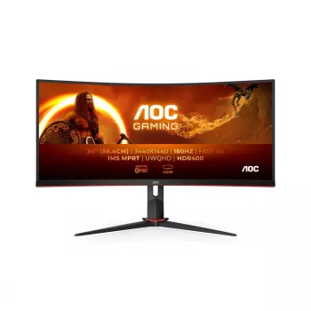 34 collu AOC CU34G2XP/BK VA monitors, 3440×1440, 21:9, 180 Hz, 1 ms, 2×HDMI, melns