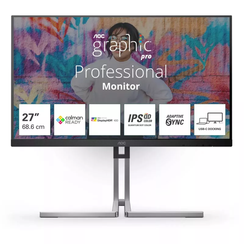 AOC Q27U3CV datora monitors 68,6 cm (27 inch) 2560 x 1440 pikseļi Quad HD LCD melns
