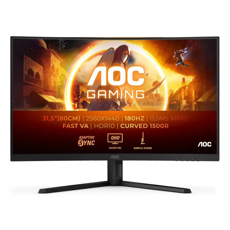AOC G4 CQ32G4VE dators monitors 80 cm (31.5 colli) 2560 x 1440 pikseļi Quad HD LCD Melns, Pelēks
