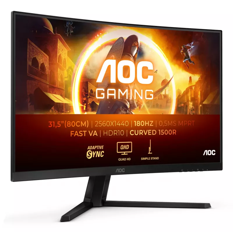 AOC G4 CQ32G4VE dators monitors 80 cm (31.5 colli) 2560 x 1440 pikseļi Quad HD LCD Melns, Pelēks