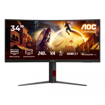 AOC G4 CU34G4Z dators monitors 86,4 cm (34 colli) 3440 x 1440 pikseļi Wide Quad HD LED melns, sarkans