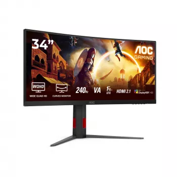 AOC G4 CU34G4Z dators monitors 86,4 cm (34 colli) 3440 x 1440 pikseļi Wide Quad HD LED melns, sarkans