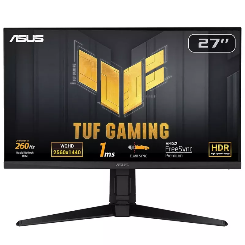 ASUS TUF Gaming VG27AQML1A 27 collu QHD spēļu monitors, 2560x1440, 260 Hz, IPS, LCD, melns
