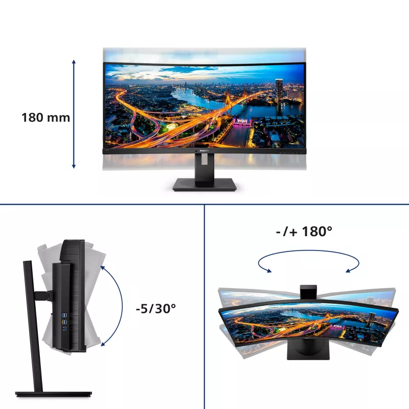 Philips B Line 345B1C/00 datora monitors 86.4 cm (34 inch) 3440 x 1440 Quad HD LCD melns