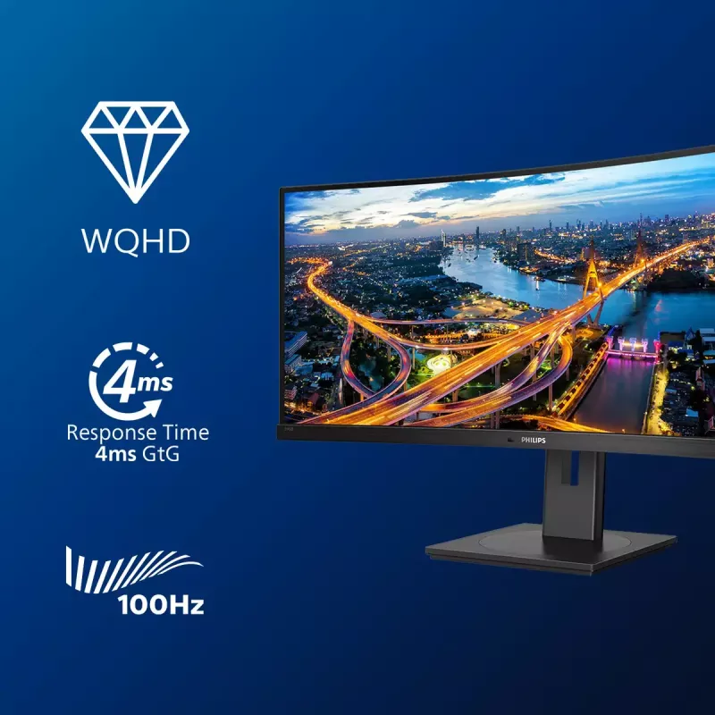 Philips B Line 346B1C/00 dators monitors 86.4 cm (34 colli) 3440 x 1440 pikseļi Quad HD LCD Melns