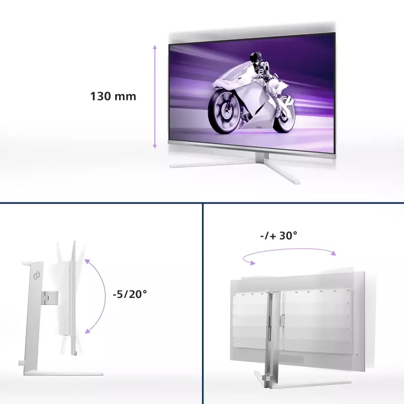 Philips Evnia 8000 32M2N8900/00 dators monitors 80 cm (31,5 collu) 3840 x 2160 pikseļi 4K Ultra HD QD-OLED Balts