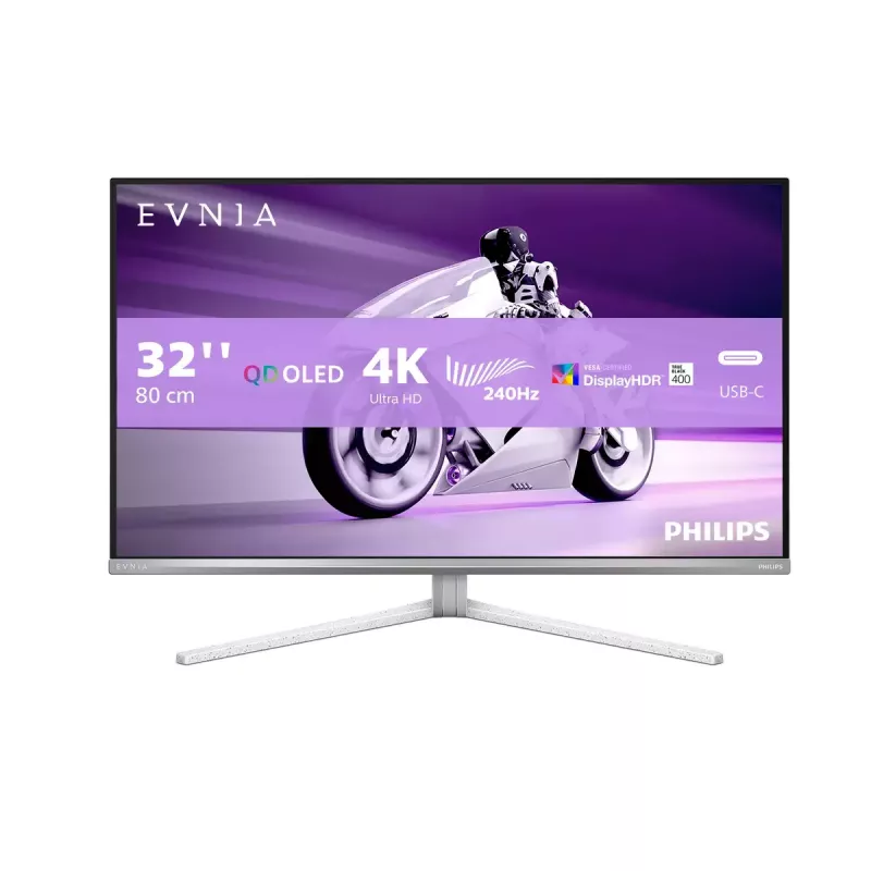 Philips Evnia 8000 32M2N8900/00 dators monitors 80 cm (31,5 collu) 3840 x 2160 pikseļi 4K Ultra HD QD-OLED Balts