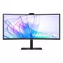 34 collu Samsung S65VC UltraPlatais Quad HD 3440x1440 Izliekts VA LCD monitors ar USB-C PD 90W, iebūvētiem skaļruņiem, 100 Hz