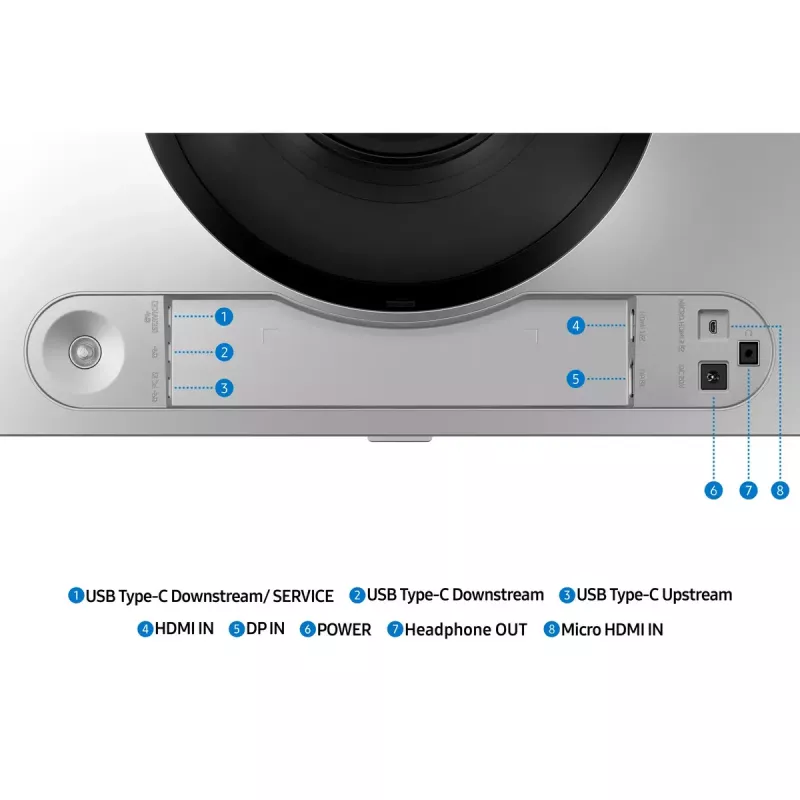 49 collu izliekts OLED monitors Samsung S49DG910SU — Dual QHD 5120×1440, 32:9, 0,03 ms, 2×USB-C, VESA, augstuma regulējams