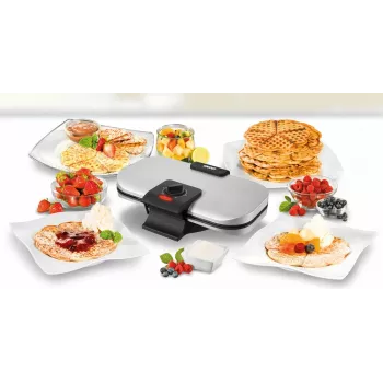 Unold 48241 Vafeļu dzelzs 2 vafeles 1300 W Melns, Sudrabs