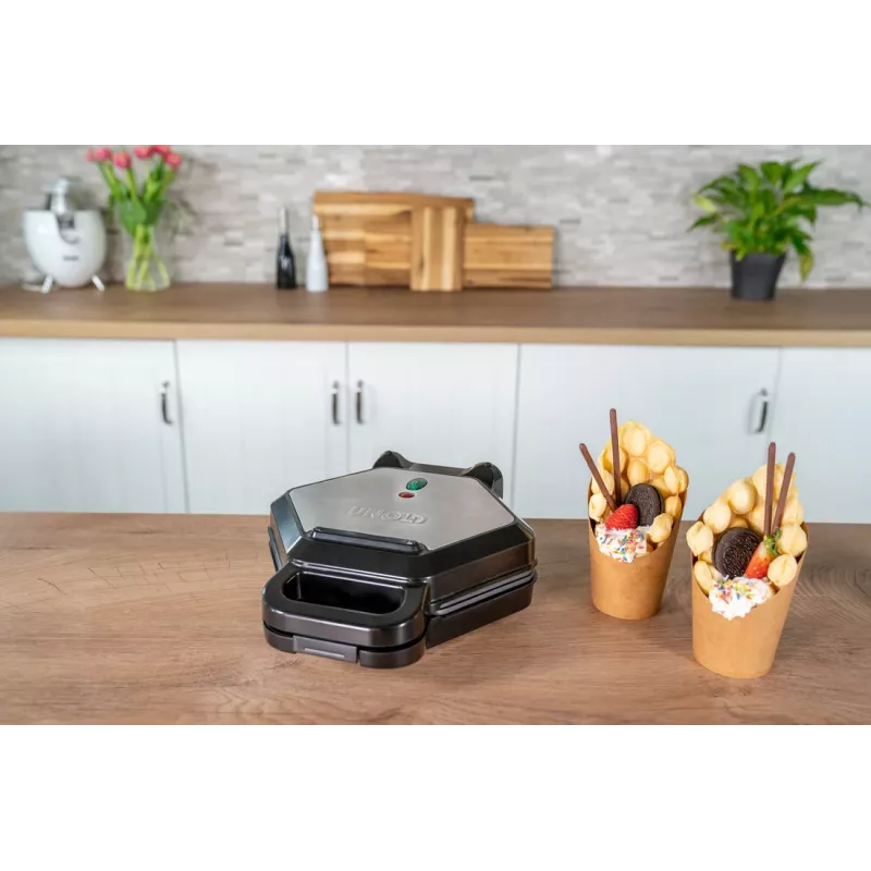 Vafeļu panna Unold Bobby 1 vafelei 700 W Melna, Sudraba
