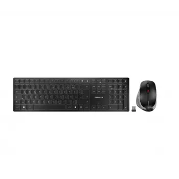 CHERRY DW 9500 SLIM bezvadu tastatūra un pele, RF + Bluetooth, QWERTZ, melna, pelēka
