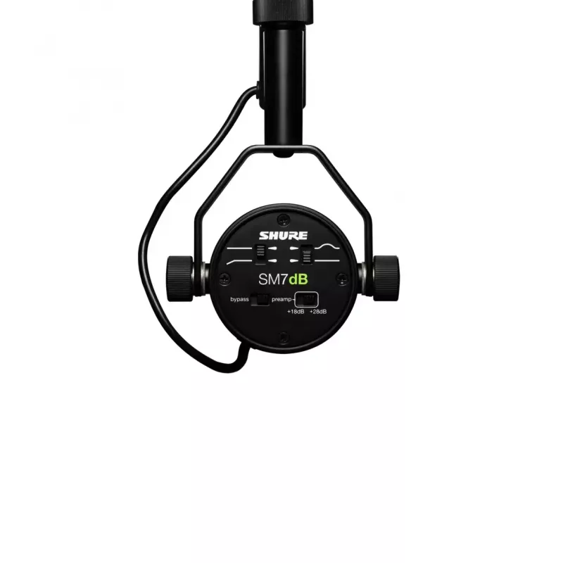 Shure SM7dB vokālais dinamiskais mikrofons ar iebūvētu priekšpastiprinātāju, kardioīds, vadu, melns