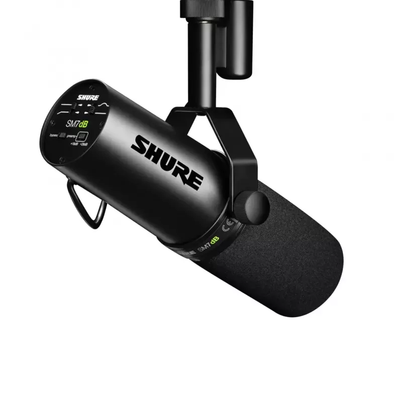 Shure SM7dB vokālais dinamiskais mikrofons ar iebūvētu priekšpastiprinātāju, kardioīds, vadu, melns