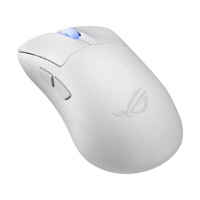 ASUS ROG Keris II Ace AimPoint Wireless balta gaming pele, labā roka, RF bezvadu + Bluetooth + USB Type-A, optiska, 42000 DPI