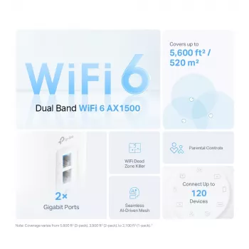 TP-Link Deco X10 AX1500 Wi-Fi 6 tīkla komplekts, balts