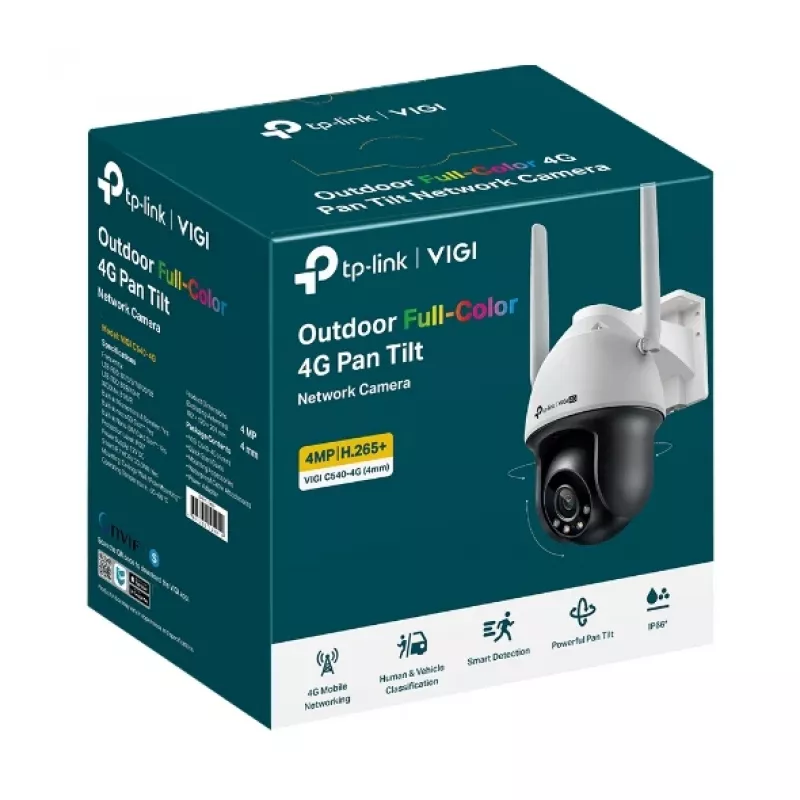 TP-Link VIGI C540-4G Turret IP kamera 4MP ar 4G LTE, pilnkrāsu nakts redzamību un PTZ