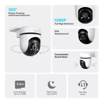 TP-Link Tapo āra pagriežamā un slīpā drošības WiFi kamera