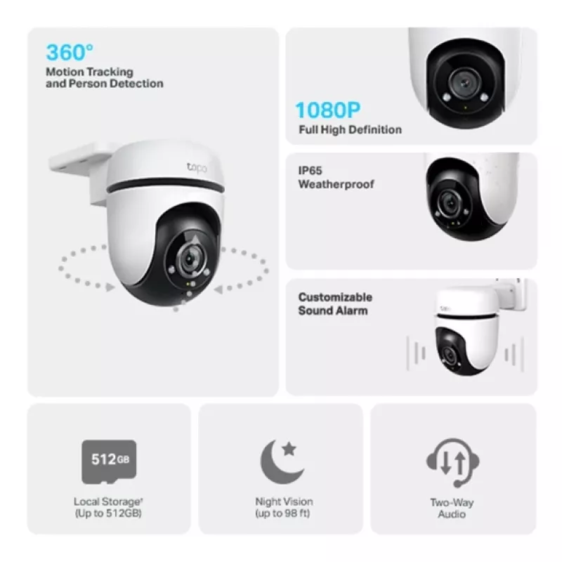 TP-Link Tapo āra pagriežamā un slīpā drošības WiFi kamera