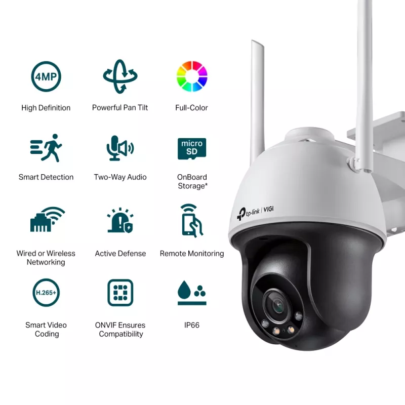 TP-Link VIGI 4MP āra pilnkrāsu Wi-Fi PT tīkla kamera