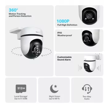 IP drošības kamera TP‑Link Tapo C500 āra pan/tilt kupola, Wi‑Fi, 1080p, 360° horizontāli, 30 m nakts redzamība