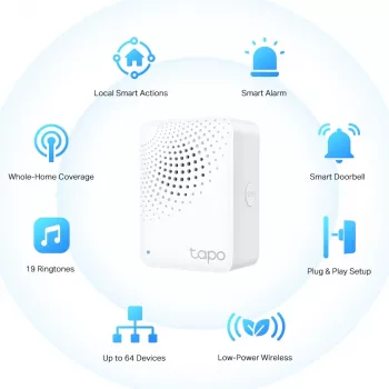 TP-Link Tapo H100 viedais IoT centrs ar skaņas signālu, balts